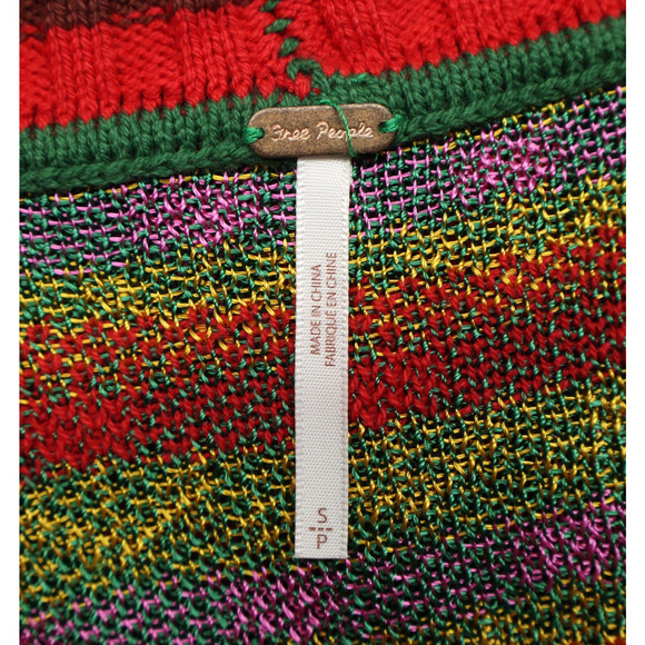 Free People Women's Milano Sweater Mini Dress Green Multi Tulip Sz Small - Picture 4 of 8